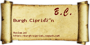 Burgh Ciprián névjegykártya
